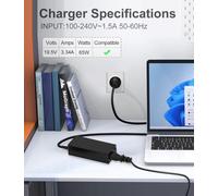65W/45W Chargeur Ordinateur Portable,Compatible Avec Dell Ac Adaptateur Secteur Inspiron 11/13/14/15/17 3000 5000 7000 3583 3593 5570 5558 Latitude 3510 3410 3520 3420 Alimentation 19,5V 3,3[Z2496]