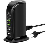 65w 6 Ports Usb Multi Charger, Birthday Gift, Holiday Gifts For Family And Friends, Usb Charging Station Desktop Charger Universal For Iphone, Samsung, Pixel