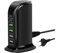 65w 6 Ports Usb Multi Charger, Birthday Gift, Holiday Gifts For Family And Friends, Usb Charging Station Desktop Charger Universal For Iphone, Samsung, Pixel