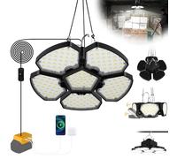 65W 6500LM Éclairage LED Garage Compatible avec De-walt Batterie, 6000K Projecteur LED Rechargeable 5+1 Panneau Ajustables Projecteur Chantier Portable pour Camping Chantier Garage(Sans Batterie)