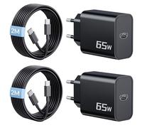 65W Chargeur Charge Rapide USB C pour Samsung S26 S25 S24 S23 Ultra 2-Pack | Pour Lenovo ThinkPad Dell HP Laptop Chromebook, MacBook Air Pro, Fast Charger 65 Watt Prise Adaptateur Avec 2M Type C Câble