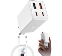 65w Chargeur Usb C Rapide 4 Ports Avec Gan 6 Tech Compatible Avec Macbook Pro/Air,Surface,Laptop,Iphone 15-12 Séries,Pixel,Galaxy,Blanc