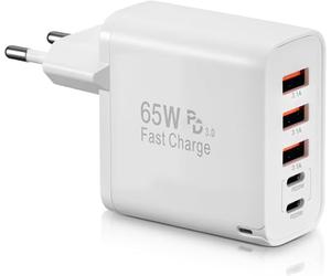 65W Chargeur USB C Rapide 5 Ports GaN Tech Compatible avec i-Phone 17 Pro Max Air 16 Plus 15/14/ 13/12 M-acBook M4 M3 M2 M1 pour G-alaxy S25 Ultra Plus S24 A15 Pixel 9 8 i-Pad Pro Air D-ell XPS