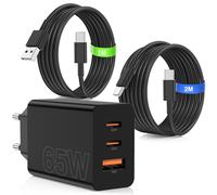 65W Chargeur USB C Rapide pour Samsung Galaxy S26/S25/S24/S23 Ultra,3-Ports Chargeur Macbook Rapide USBC avec Câble 1M+2M Compatible avec MacBook Air/Pro/Neo M5 M4 M3 M2 M1, iPad Pro,pour iPhone 17/16