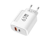65W GAN 2 Ports chargeur USB Type C PD Charge rapide 3.0 adaptateur mural pour téléphone portable pour iPhone 15 Pro max Huawei Xiaomi prise EU