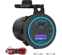 65w Usb C Car Charger Socket For Laptop: 12v/24v Car Socket Pd 3.0 And Qc 3.0 With Waterproof Switch Usb 12v Quick Charge For Golf Cart, Truck, Boat, Motorcycle