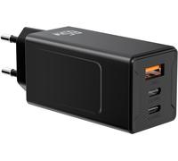 65W USB-C Charger, 3 Port Fast PD Compact USB-C Charger for MacBook Pro/Air, iPhone 16/15/14, iPad Pro/Air, Galaxy, Steam Deck, Dell XPS 13 and Other Tablets (Black, No Cable)