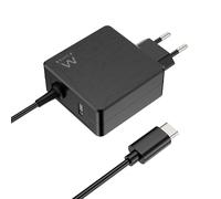 65W USB C, Ewent Chargeur Type C Alimentation Adaptateur pour MacBook Pro/Air, Lenovo,HP,ASUS, Acer,Huawei,Matebook,Xiaomi,Samsung, Tablettes,câble de 1,5 mètre,Prise USB-A supplémentaire, Noir