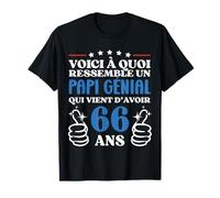 66 Ans Idée Cadeau Humour Anniversaire Papi Génial T-Shirt