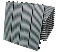 66 Carreaux de terrasse WPC gris Carreaux à clipser Carreaux de balcon Carreaux en bois plastique 3m