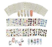 66 Feuilles Transferts D'eau Autocollants Nail Art Femmes Nail Art Stickers Autocollants pour Filles Gel Ongles Art Design DIY Or et Argent Moon Star Papillon Fleurs