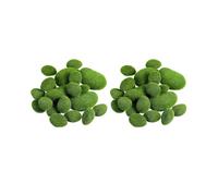 66 Pièces 2 Tailles de Pierres de Mousse Artificielles Décoratives En Fausses Pierres Recouvertes de Mousse Verte
