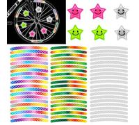 66 Pièces Réflecteur de Rayon de Vélo, Fluorescent Roue Vélo, Réflecteurs de Rayons avec Autocollants Réfléchissants étoiles Réfléchissantes, Autocollant Velo pour Vélo Moto Voiture Poussette Casque