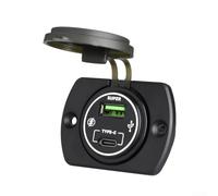 66 W LED Ring Mount Panel Mount Dual Port Car Charging Socket PD .0 pour voitures, camions, bateaux, motos et systèmes électriques de camping-car (blanc)
