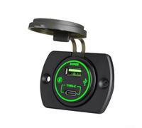 66 W LED Ring Mount Panel Mount Dual Port Car Charging Socket PD .0 pour voitures, camions, bateaux, motos et systèmes électriques de camping-car (vert)