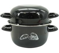 66039 Marmite À Moules En Acier Émaillé, Marmite À Moules Individuelle, Marmite À Moules Noire, Cocotte À Moules, Coquillages, Acier Carbone, Email, Noir, 20,5 X 26 X 17,5 Cm