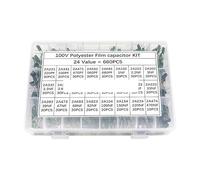 660pcs 24Values Polyester Film Capacitor Assortment Kit 100V 2A471J 2A102J 2A103J 2A223J 2A104J 2A154J 2A474J Capacitance Set NWPNLXEA