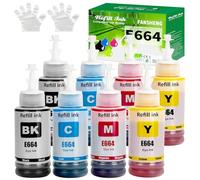 664 Encre Compatible avec epson 664 Bouteille d'encre Multipack pour ET-2500 ET-2550 ET-2600 ET-2650 ET-3600 ET-4500 ET-4550 ET-14000 ET-15000 ET-16500 L100 L110 L200 L210 L350 L355 (8 P 2BK/2C/2M/2Y)