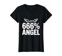 666% Humour Noir drôle Ange T-Shirt Graphique avec Valeur, Femme, Noir, M