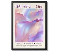 666 - Poster d'astrologie d'équilibre, impression spirituelle du zodiaque pour chambre à coucher, art abstrait, marbre, astronomie, art mural, peinture Shakra, décoration de yogo, A3 (cadre noir) - 45