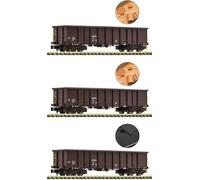 6660074 N Lot de 3 chariots de marchandises ouverts Eanos, ÖBB, Ep. VI