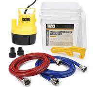 6699 Le kit de rinçage pour chauffe-eau sans réservoir comprend une pompe utilitaire submersible de 1/4 HP avec deux adaptateurs en plastique, un seau de 10 litres avec ouvre-couvercle de seau et deux