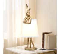 66cm Lampe de Chevet Enfant Lapin Lampe de Bureau Mignonne en Résine en Forme d'Animal,Créatives Animal Veilleuse avec Abat-jour Blanc,Lecture et éclairage Décoratif Lampes de Table,Lapin Cadeaux