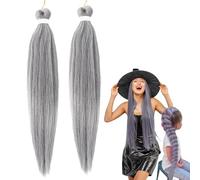 66cm Perruque Déguisement Hunter, Perruque Violette Tressées Pour En-fants Et Adultes, Coiffures De Chanteur Pop Accessoires De Cosplay D'Halloween, Cadeau Pour Femmes Filles (Gris, 2pc)