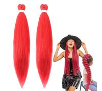 66cm Perruque Déguisement Hunter, Perruque Violette Tressées Pour En-fants Et Adultes, Coiffures De Chanteur Pop Accessoires De Cosplay D'Halloween, Cadeau Pour Femmes Filles (Rouge, 2pc)