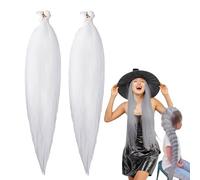 66cm Perruque Déguisement Hunter, Perruque Violette Tressées Pour En-fants Et Adultes, Coiffures De Chanteur Pop Accessoires De Cosplay D'Halloween, Cadeau Pour Femmes Filles (Blanc, 2pc)