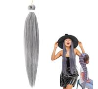66cm Perruque Déguisement Hunter, Perruque Violette Tressées Pour En-fants Et Adultes, Coiffures De Chanteur Pop Accessoires De Cosplay D'Halloween, Cadeau Pour Femmes Filles (Gris, 1pc)