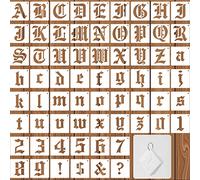 66pcs Alphabets Numéro Pochoirs Gothique, Pochoir de Lettres en Plastique Chiffres et Pochoirs Alphabet pour Peinture sur Papier Mur Bois