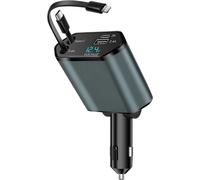 66w 4 En 1 Rétractable Chargeur Voiture 12/24v,Allume Cigare Usb Avec Câbles Pour Iphone Et Usb C,Chargeur Telephone Rapide Auto Avec Usb C Usb A Pour Iphone 16/15/14/13,Ipad,Galaxy,Huawei