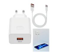 66W Chargeur Rapide USB C Kit avec Câble 1.5m pour Téléphones Android | Compatible H-onor 200 Lite Magic7 6 5 Pro X6b X6c, Hua-wei Pura70 Mate 60/50 Pro RS