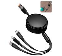 66W Multi Embout Rétractable 3 en 1 Câble USB Multi Embout avec Ports Type-C/Micro-USB/Light-ing, Charge Rapide 5A 35cm - 120 cm Rétractable pour 16/15/14, Tablettes, Samsung Galaxy