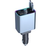 66w Retractable Usb C Car Charger With Dual Led Voltmeter Cables Compatible With Iphone Ipad Samsung Huawei For 12v/24v Caravan Camper Boat