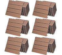 66x Dalles de Jardin clipsables en Bois Composite WPC Terracotta 30 x 30 cm Type Classique Revêtement de Sol extérieur