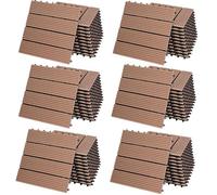 66x Dalles de jardin clipsables en bois composite WPC terracotta 30 x 30 cm Type classique Revêtement de sol extérieur