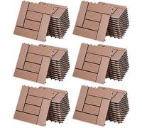 66x Dalles de jardin clipsables en bois composite WPC terracotta 30 x 30 cm Type mosaïque Revêtement de sol extérieur