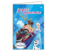 67-2001 Carte ANNIVERSAIRE La Reine des Neiges Disney Frozen Licence Officielle - Pour Enfant Fille Princesse Renne Cerf Bonhomme de Neige - Avec Enveloppe Format 12x17,5cm