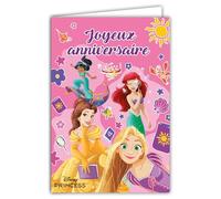 67-2002 Carte ANNIVERSAIRE Disney Princess Licence Officielle - Pour Fille Enfant Illustration Princesses Amies Copines La Vie en Rose Girly - Avec Enveloppe Format 12x17,5cm