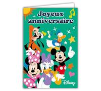67-2003 Carte ANNIVERSAIRE Disney Mickey Mouse Minnie Mouse Donald Duck Daisy Duck Pluto Chien Licence Officielle Pour Enfant Fille Garçon BD Dessins Animés - Avec Enveloppe Format 12x17,5cm