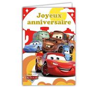 67-2007 Carte ANNIVERSAIRE Cars Disney Pixar Licence Officielle - Voiture de Course Rouge pour Enfant Garçon Fille Illustration Dessins Animés Film d'Animation - Avec Enveloppe Format 12x17,5cm