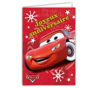 67-2008 Carte ANNIVERSAIRE Cars Disney Pixar Licence Officielle - Voiture de Course Rouge pour Enfant Garçon Fille Illustration Dessins Animés Film d'Animation - Avec Enveloppe Format 12x17,5cm