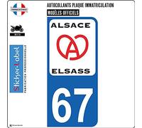 67 Alsace Elsass ville sticker autocollant plaque immatriculation moto 908 - Couleur : arrondis - Angles : arrondis