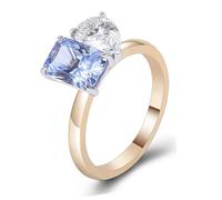 67 Bague de Mariage Bague Fiançailles Femme Taille 60 Jaune Or 9 Carats Moissanite; Saphir Clair Créé en Laboratoire Carré Goutte D'Eau Mesdames pour Tante Nouvel An Bijoux