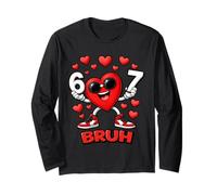 67 Bruh Six Seven Cœur Amusant pour la Saint-Valentin Manche Longue