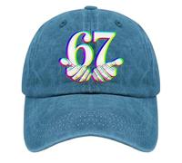 67 Casquette de Baseball Unisexe à la Mode rétro Six Seven Number Casual Cap pour Voyage Quotidien Trajet Camping en Plein air, Bleu lac, M