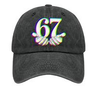 67 Casquette de Baseball Unisexe à la Mode rétro Six Seven Number Casual Cap pour Voyage Quotidien Trajet Camping en Plein air, Noir, M