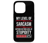 67 Coffee My Level of Sarcasm Depends on Level of Stupidity Coque pour iPhone 13 Pro
